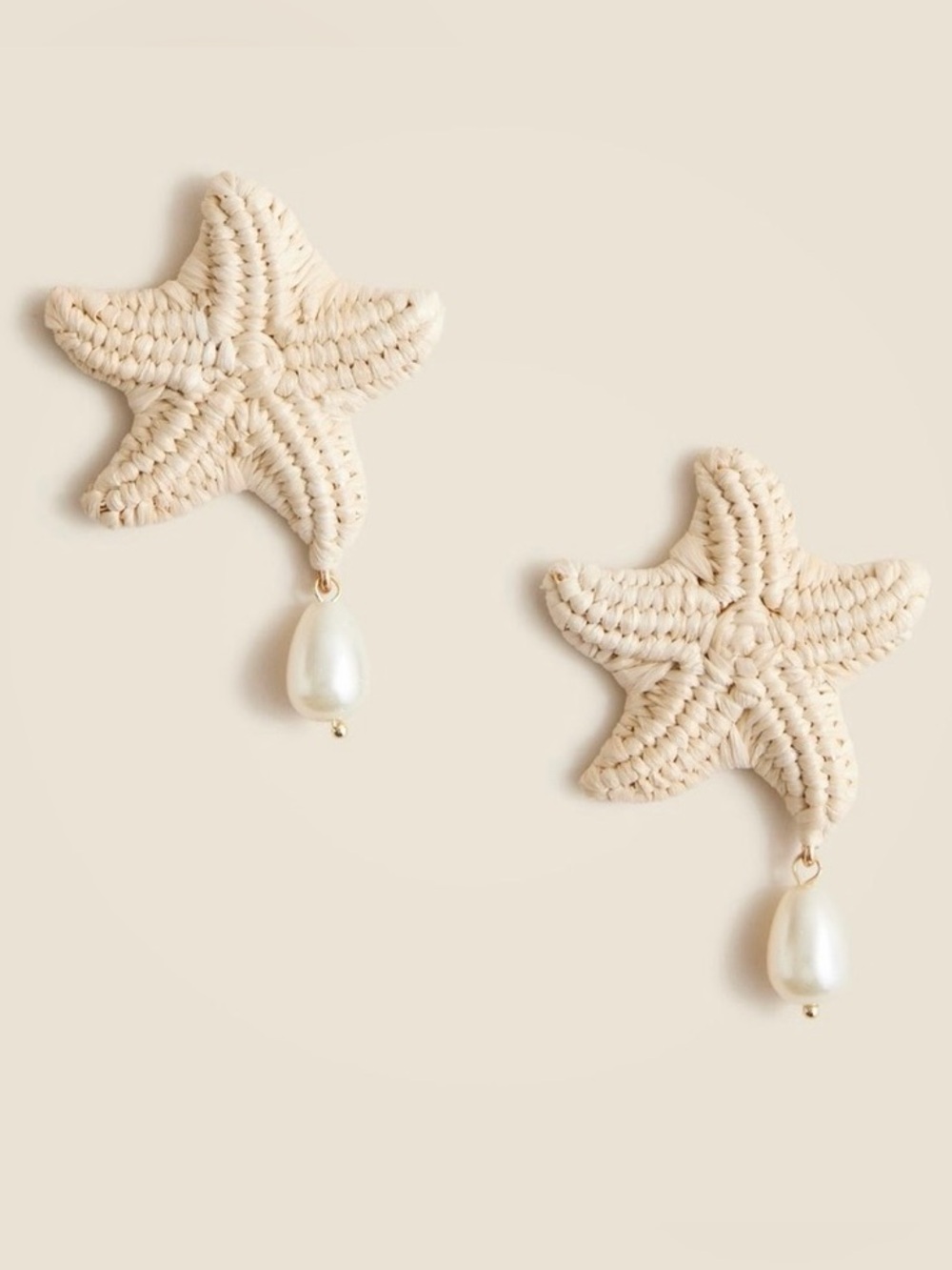 NWT J. Crew Natural Raffia starfish statement earrings